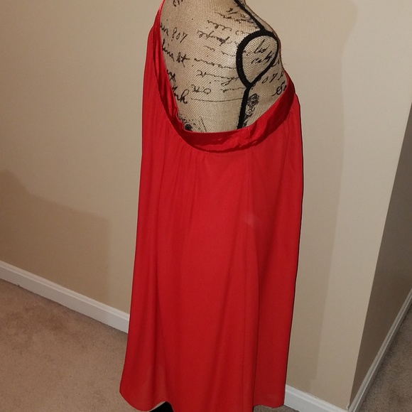 LANE BRYANT ONE SHOULDER RED CHIFFON DRESS - Picture 3 of 4